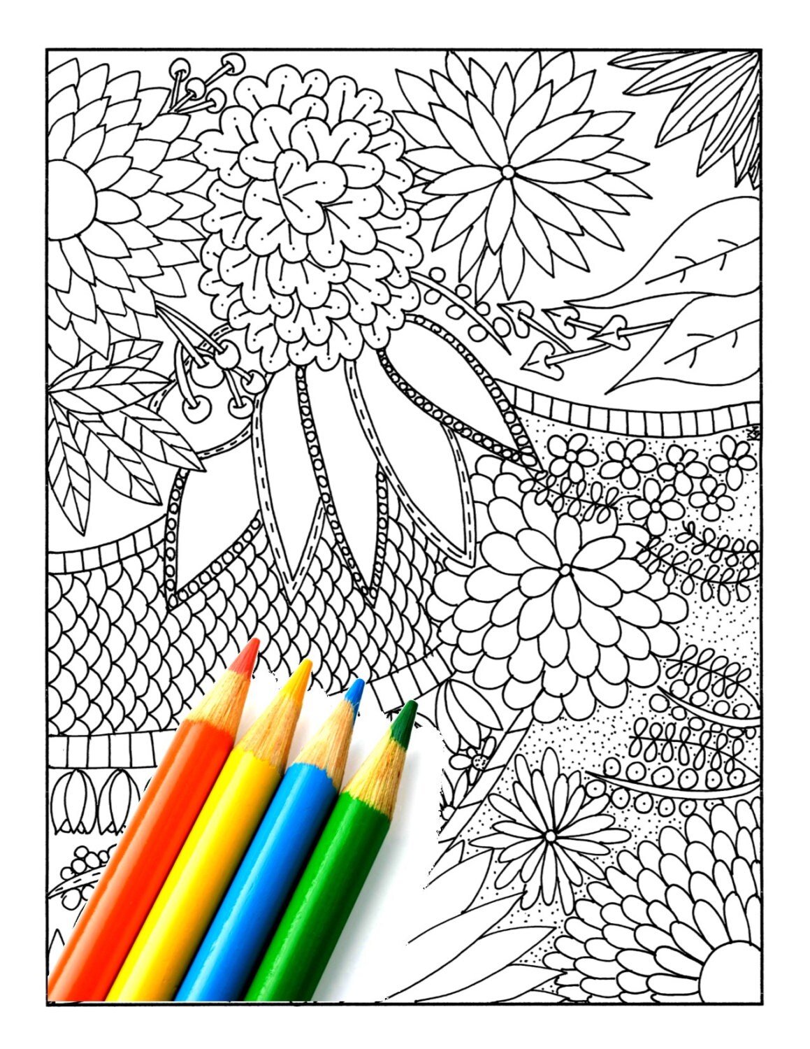Instant Download Printable Zendoodle Coloring Page Zentangle - Etsy