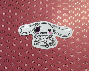 Kawaii white Dog Calaverita Vinyl Sticker