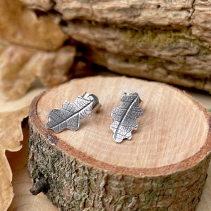 Handmade Sterling Silver Oak Leaf Stud Earrings: Nature Inspired