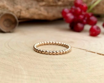 Anillos de bayas de oro, anillo de burbujas, anillo de cuentas, anillos de apilamiento de oro, anillo de oro simple, anillo de halo de plata, regalo de novia, oro amarillo, apilable