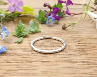 Sterling Silver Halo Ring: Simple Stacking Band, Pinkie Ring