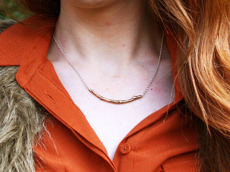 Brass Twig Necklace: Branches Necklace Nature Necklace image 3