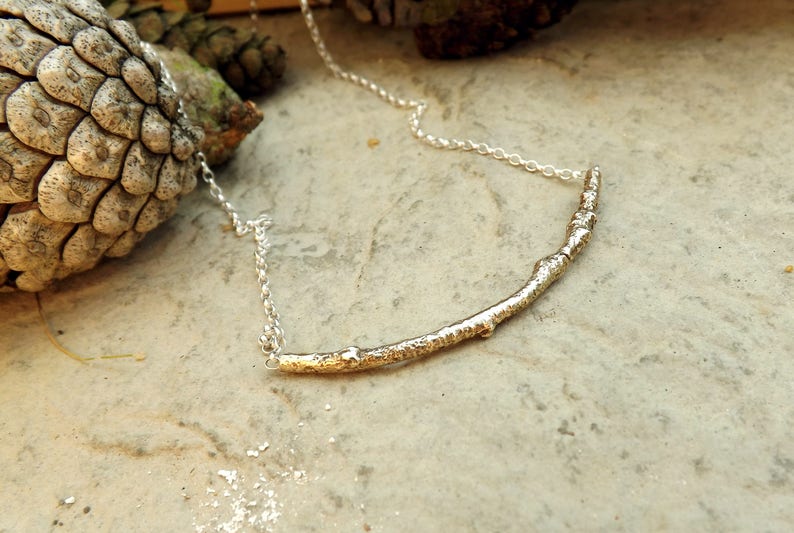 Brass Twig Necklace: Branches Necklace Nature Necklace image 0