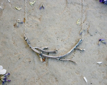 Handmade Silver Branch Necklace, Twig Woodland Necklace, Sterling Silver Chain, Branches Necklace, Statement Necklace, Nature Rustic, Forest