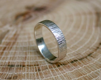 Men's Silver Tree Bark Ring: Men's Ring, Rustic Silver Ring, Chunky Ring, Wedding Ring, Silver Wedding Band, Men's Wedding Band