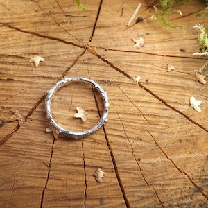 Handmade, sterling silver, twig wedding ring set, created from casts of twigs in solid silver. Set of two rings by Curious Magpie Jewellery.