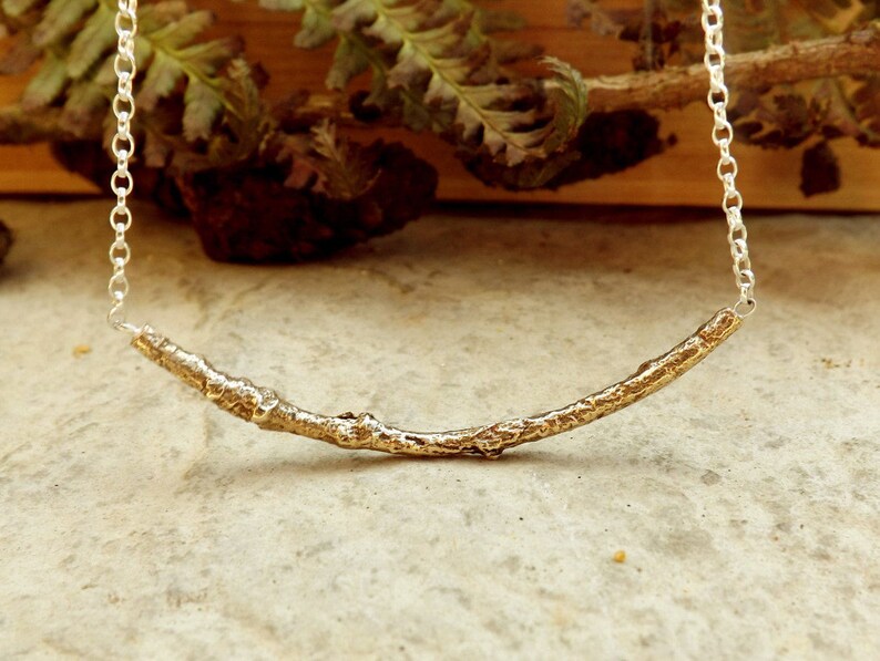 Brass Twig Necklace: Branches Necklace Nature Necklace image 1