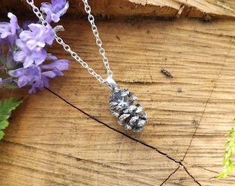 Handmade Silver Pinecone Necklace, Woodland Necklace, Pine Cone Pendant, Fir Cone Charm, Rustic nature inspired jewellery, Mum Gift, nature