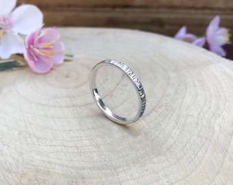 Narrow Silver Tree Bark Ring, Stacking Ring, Rustic Silver Ring, Promise Ring, Wedding Ring, Silver Wedding Band, unisex ring, Textured band