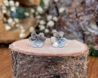 Silver Blossom Stud Earrings, botanical studs, flower earrings, floral earrings, silver flower studs, blossom studs, handmade earrings, gift