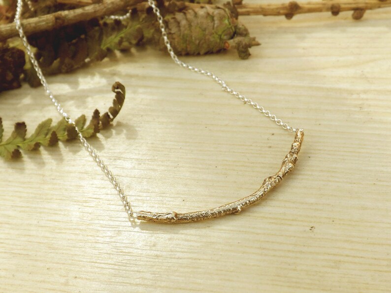 Brass Twig Necklace: Branches Necklace Nature Necklace image 2