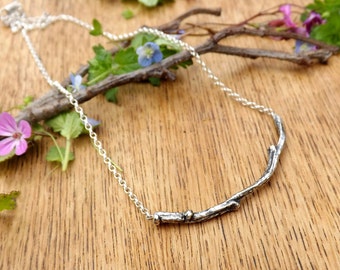 Handmade Silver Twig Necklace, Woodland Nature Inspired Necklace, Silver Branch Necklace, Branches Necklace, Forest Necklace, Tree Branch