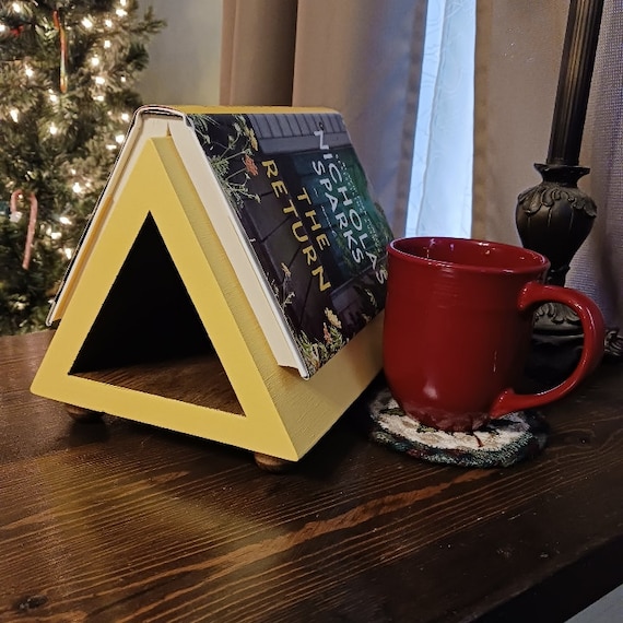 Wood Triangle Book Rest, Night Stand Book Holder, Personalized