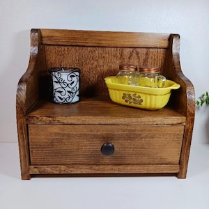 Mini mueble encantador con cajón y amplios laterales para libros / Solución de almacenamiento de madera hecha a mano