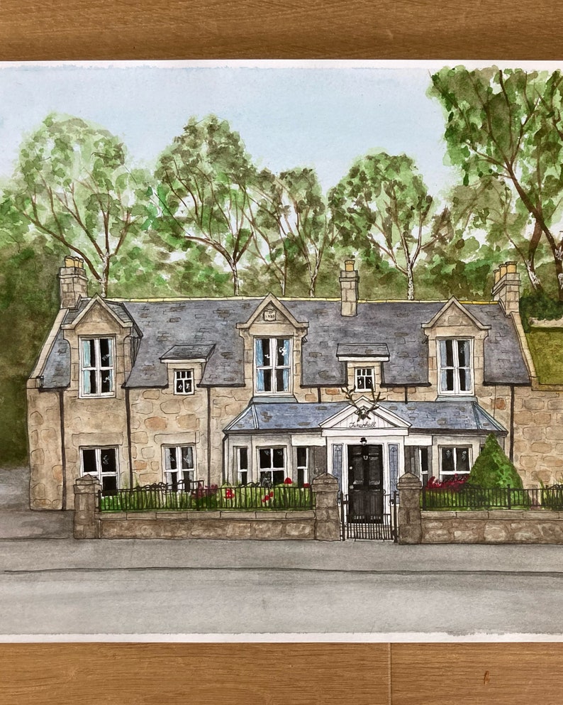 House Painting House Commission House Portrait A4 Size Bespoke Home Painting Made to Order Hand Drawn Watercolours image 2