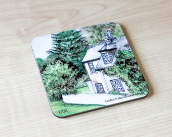 Individual Artwork Drinks Coaster | Country Cottage Coaster | Watercolour Art Drinks Coaster | Scottish Art Drink Coaster | Scotland Gifts