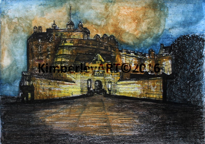 Edinburgh Castle Watercolour Art Print Wall Art Print Scottish Castle Print Scotland Watercolour Print image 2