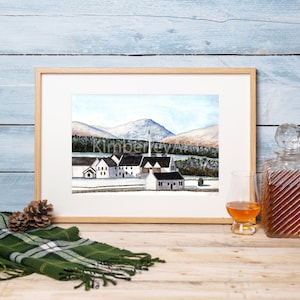 Dalwhinnie Distillery Watercolour Print | Scottish Distillery Artwork | Distillery Illustration | Scotch Whisky Gifts