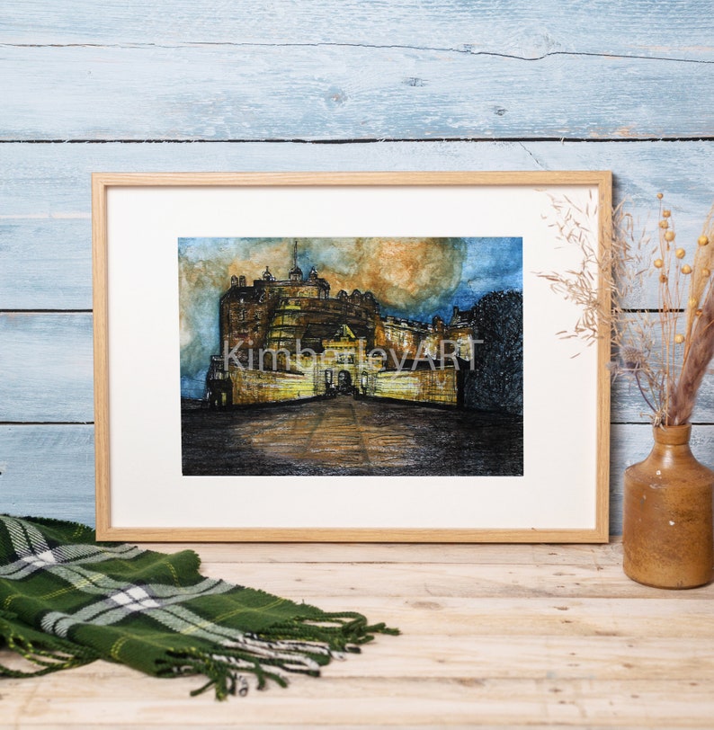 Edinburgh Castle Watercolour Art Print Wall Art Print Scottish Castle Print Scotland Watercolour Print image 1