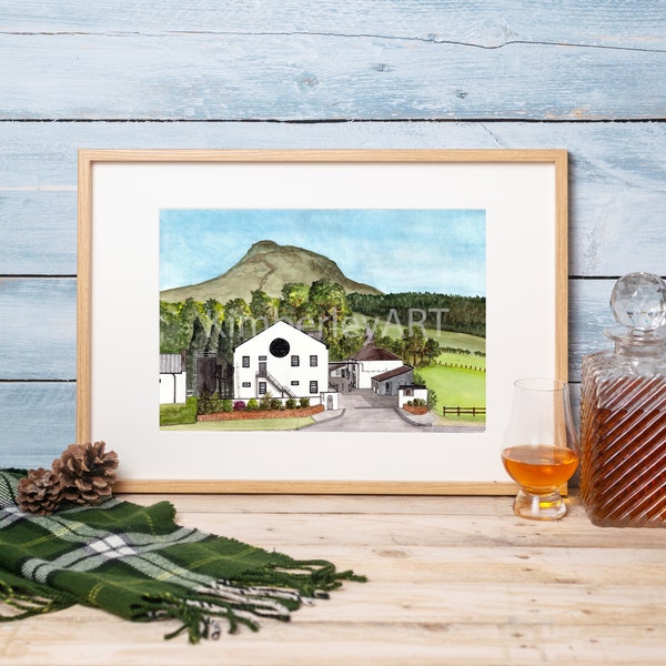 Glengoyne Distillery Aquarell Druck | Schottische Brennerei Kunstwerk | Brennerei Illustration | Scotch Whisky Geschenke