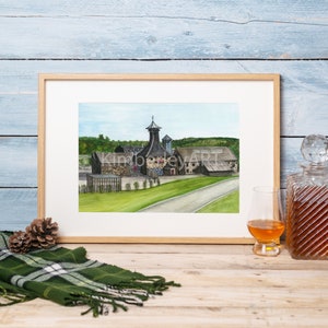 De Balvenie Distillery Watercolour Print | Schotse Distilleerderij Kunstwerk | De Illustratie | van de distilleerderij Scotch Whisky Cadeaus