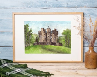 Braemar Castle | Scottish Castle Watercolour Art Print | Scotland Scenes Painting | Wall Art Print