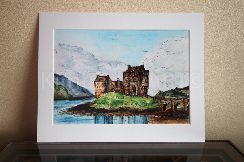 Eilean Donan Castle Watercolour Print Scottish Castle Wall Art Print