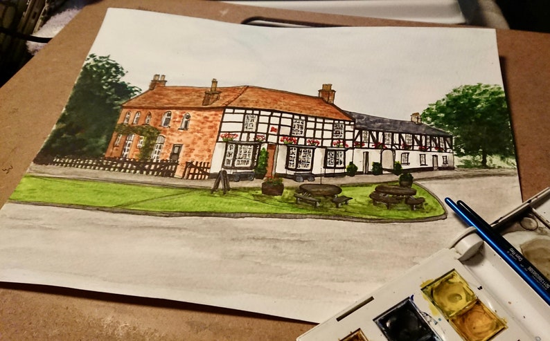 House Painting House Commission House Portrait A4 Size Bespoke Home Painting Made to Order Hand Drawn Watercolours image 4