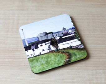 Fettercairn Coaster | Scottish Distillery Drinks Coaster | Watercolour Art Drinks Coaster | Scottish Gifts | Scottish Whisky Souvenir