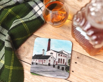 Benromach Coaster | Scottish Distillery Drinks Coaster | Watercolour Art Drinks Coaster | Scottish Gifts | Scottish Whisky Souvenir