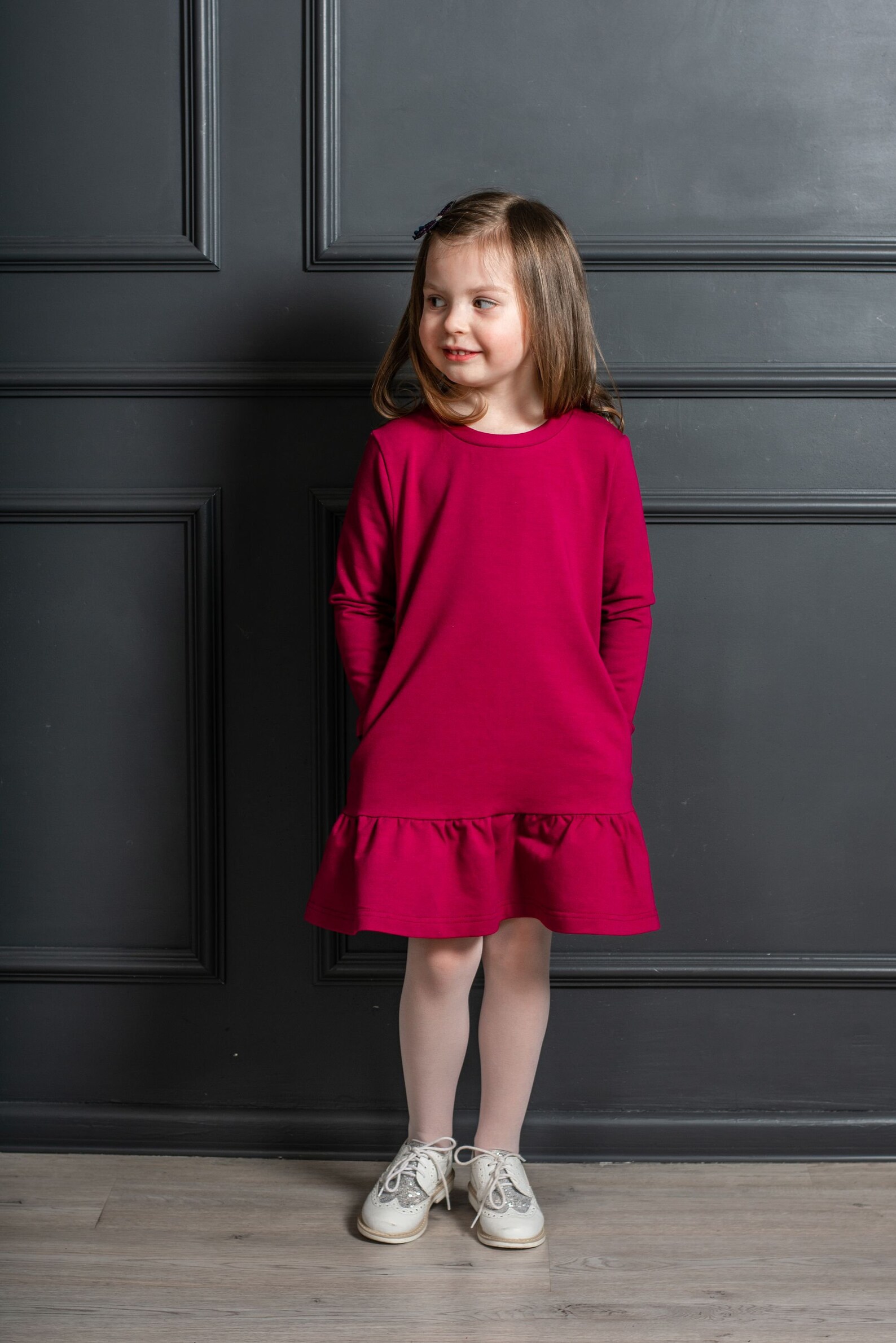 Raspberries color girl dress with ruffle Girls dresses Etsy