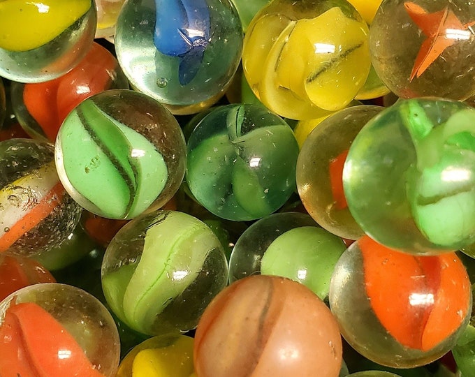 Lot of 50 Cat'seye Marbles, Single Color Cat's Eye, Glass Marbles