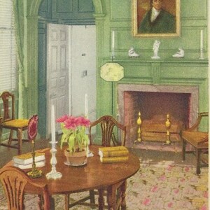 Parlour, Raleigh Tavern, Williamsburg, Virginie, carte postale ancienne, non postée