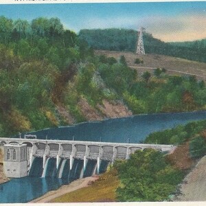 Centrale électrique municipale B-7 à Little River, Radford, Virginie, carte postale en lin vintage, non arrimé