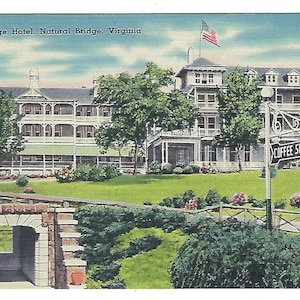 Natural Bridge Hotel, Natural Bridge, Virginie, carte postale en lin vintage