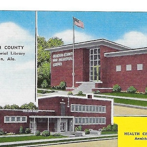 Calhoun County War Memorial Library, & Health Center Building, Anniston, Ala., cartolina d'epoca, cartolina dell'Alabama, inutilizzata, Ephemera