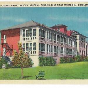 carte postale vintage Linen,George Wright Masonic Memorial Building, Charlottesville, Va., Ephemera,