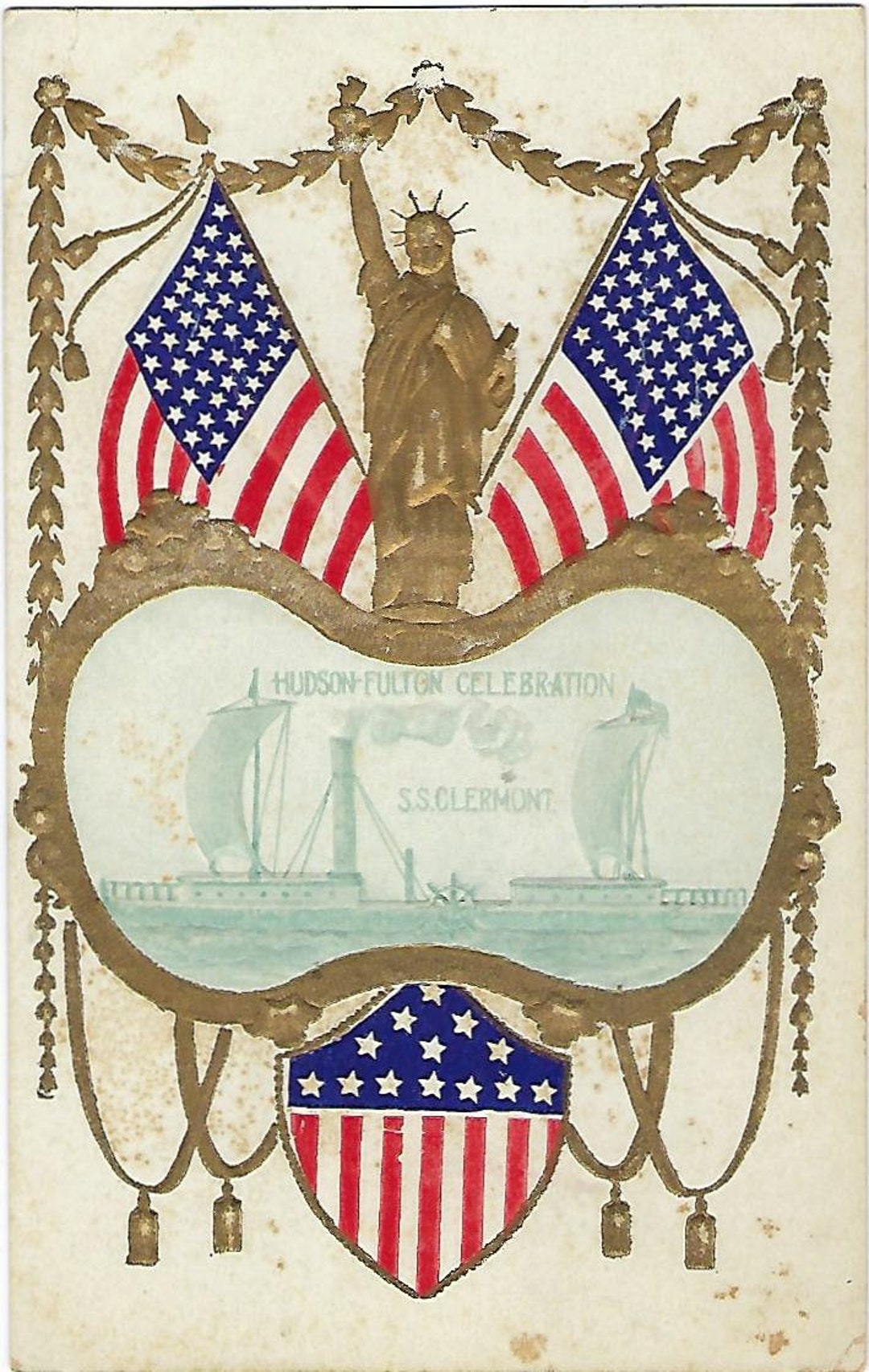 Antique Postcard Hudsonfulton Celebration S.S. Clermont Etsy