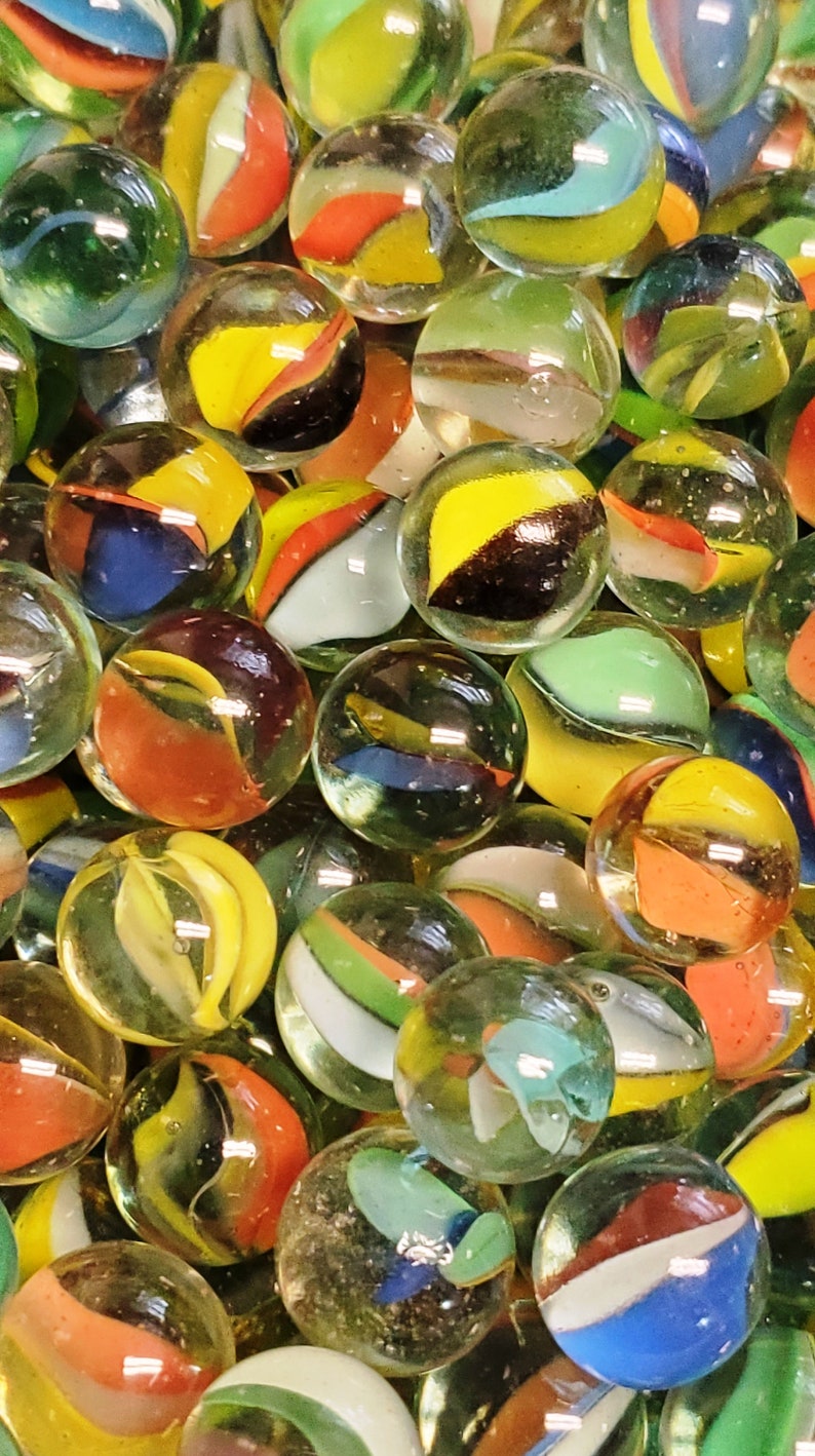 Lot of 50 Marbles MultiColored Glass Marbles Cat's Eye Etsy