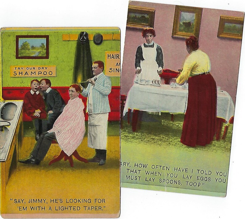 2 Antique Bamforth Postcard Humorous Postcards Ephemera Etsy