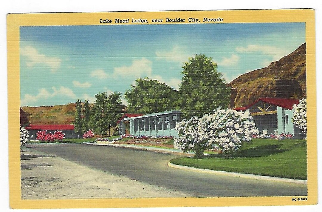 Lake Mead Lodge, Boulder City, Nevada, Vintage Linen Postcard, Unused