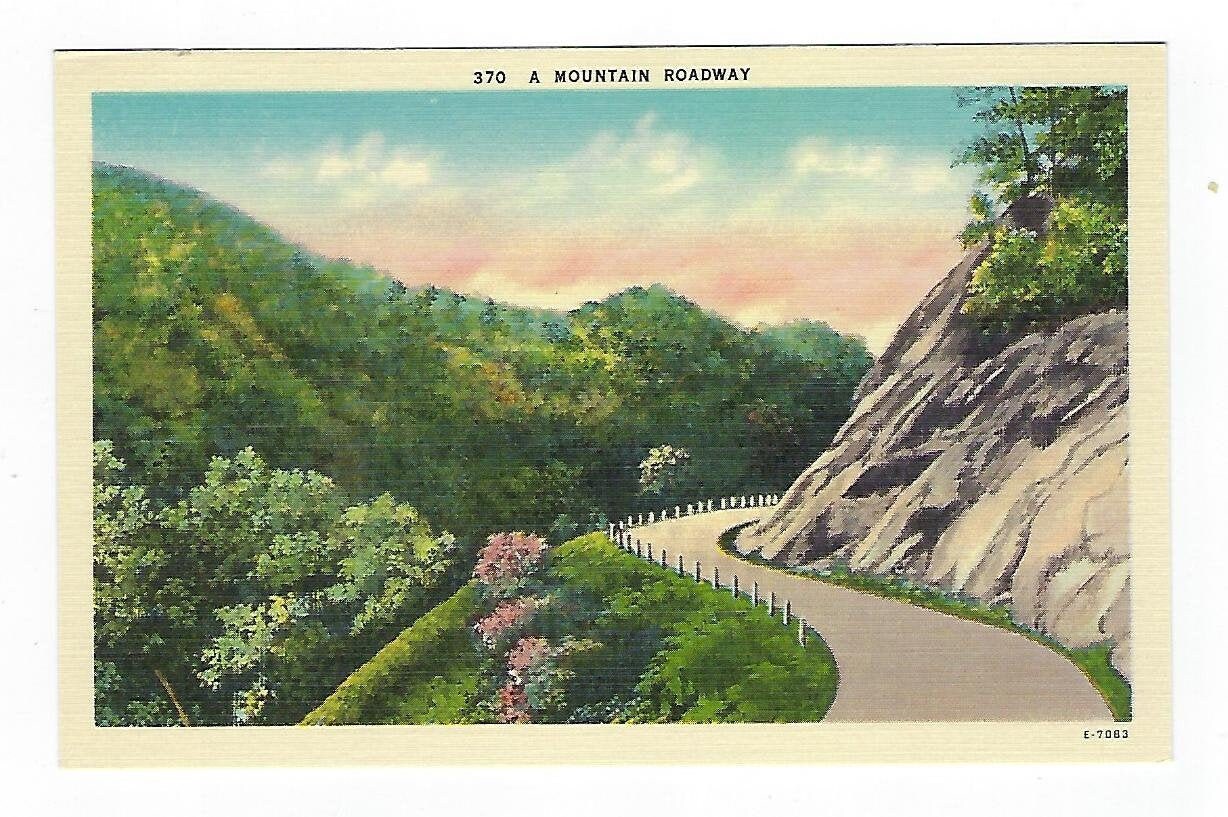 A Mountain Roadway Scenic Postcard Vintage Linen Postcard Etsy