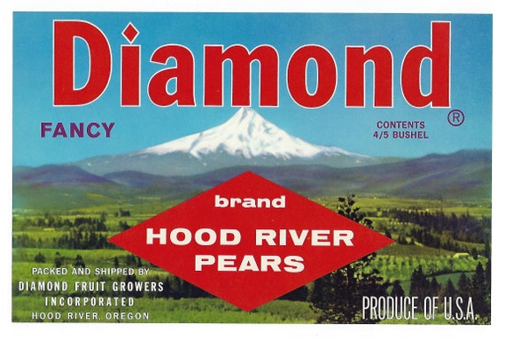 Hood River Oregon Mountain Apple Crate Label Print