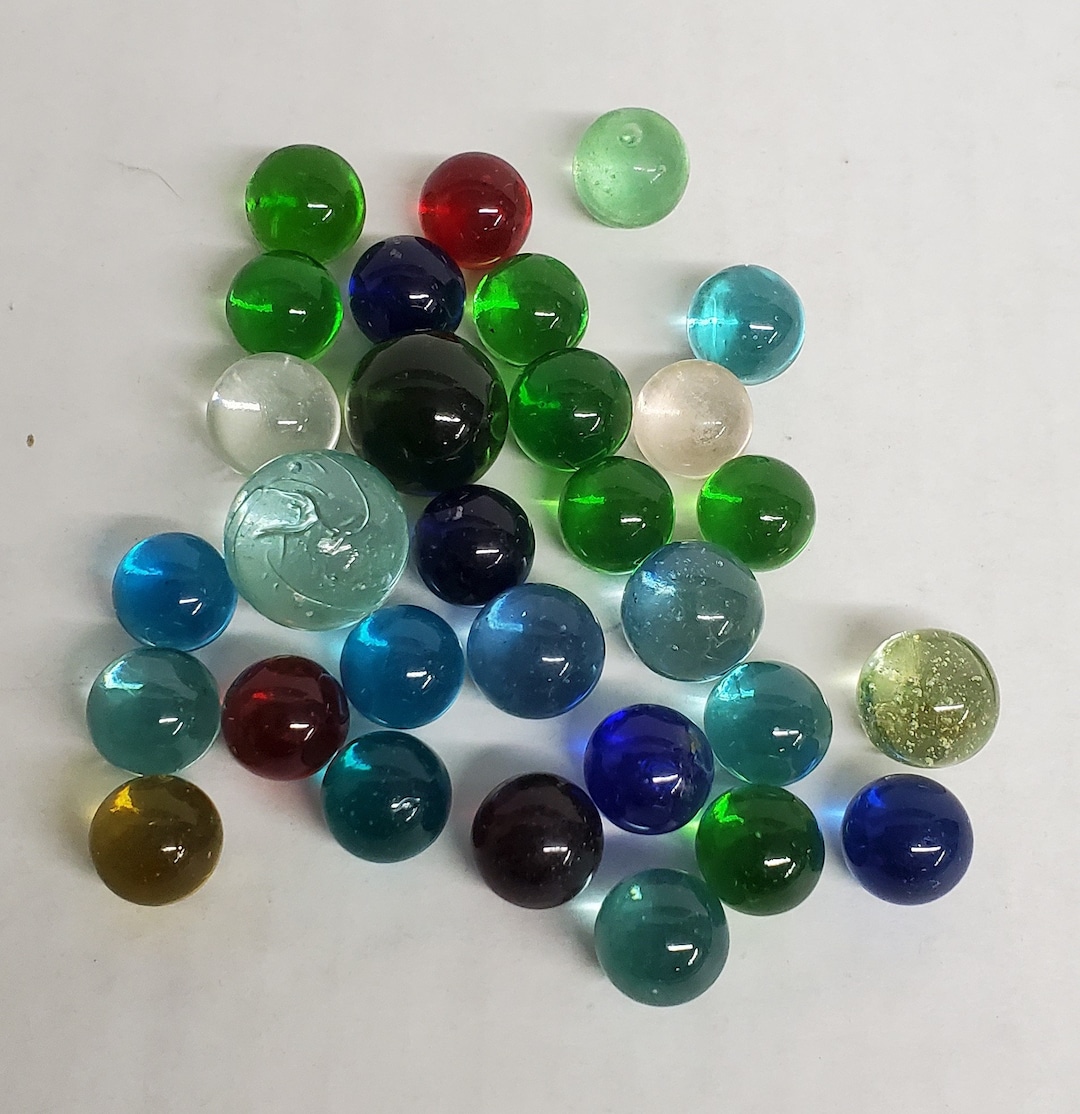 30 Solid Color Glass Marbles Peeries Transparent Marbles Etsy