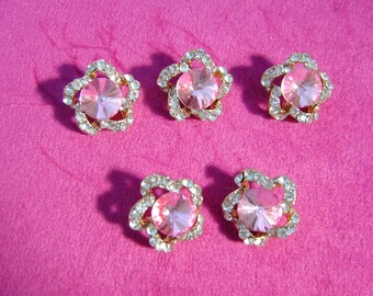 BULK 10 Pink rhinestone dragonfly pendants silver plated A386