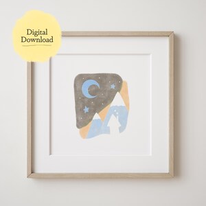 Snowy Mountain Watercolor Painting (Digital Print)