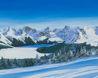 Maligne Lake, original oil painting on canvas