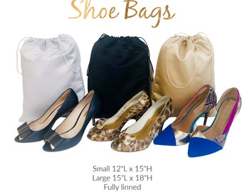 Luxury Shoe Bag | Travel Shoe Bag | Storage Shoe Bag | 9 Fabric Colors | 2 Sizes Available