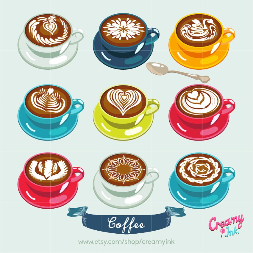 Coffee Digital Vector Clip art / Coffee Art Digital Clipart | Etsy