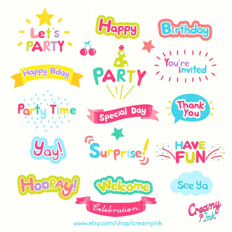 Download Celebration Word Art Digital Vector Clip art/Party Words ...